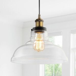 JONATHAN Y - 11" Metal/Glass Litchfield Farmhouse Pendant: UL L Gold